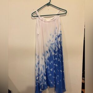 Blue and White Pleated Dress